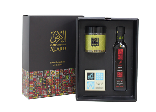 Al'Ard  Premium Gift - Extra Virgin Olive Oil - 250ml + Premium Za'atar 150g + Nabulsi Soap 125g